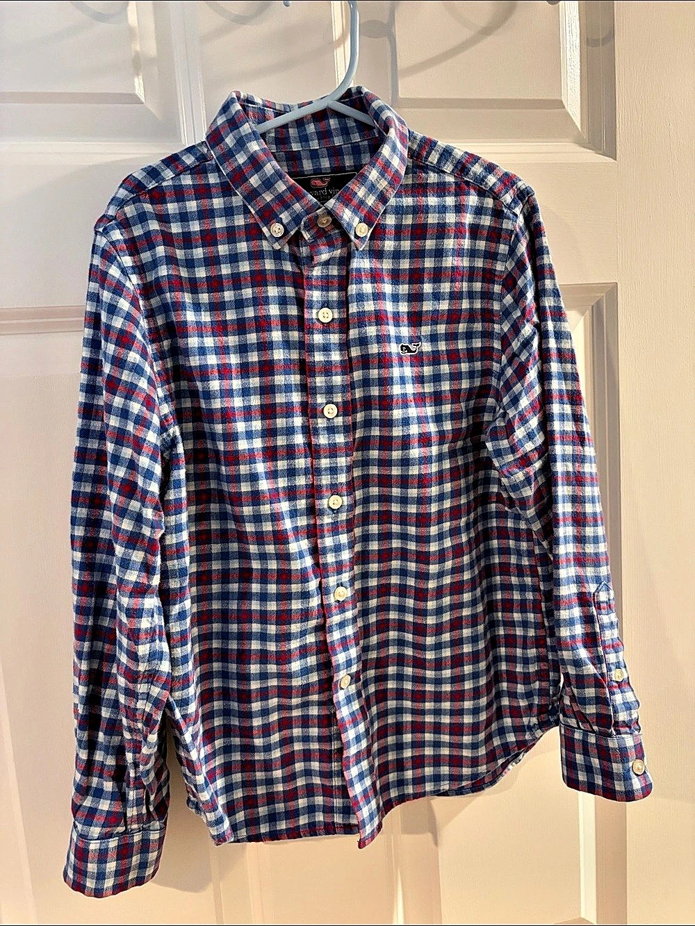 Vineyard Vines Whale Shirt Plaid Cotton Shirt Size 7 Like New